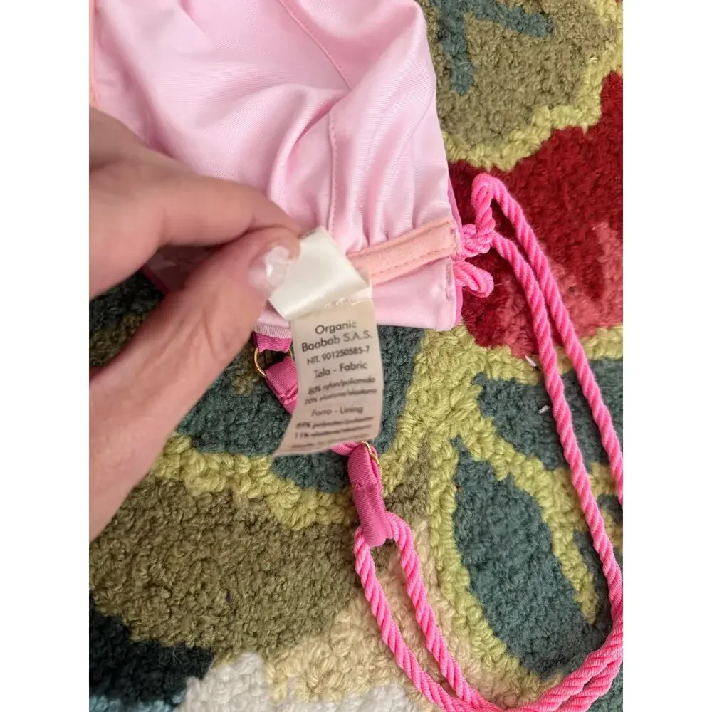 Baobab Lula Underwire Bikini Top Bubblegum Pink Rope Trim Ruched Size Small